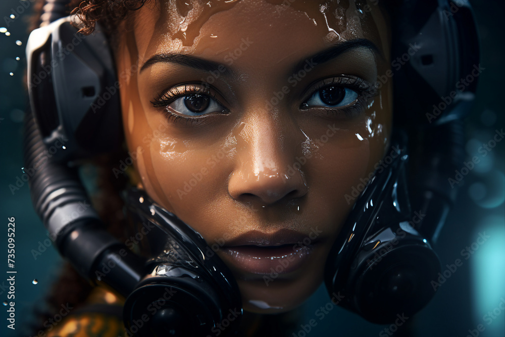 AI generated picture of a sporty person swimming underwater diving exploring the sea or ocean AI generated picture of a sporty person swimming underwater diving exploring the sea or ocean