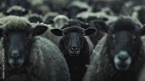black sheep looking at the camera. AI generated illustration