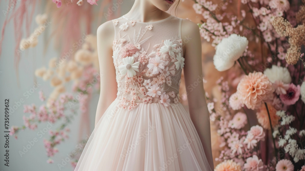 A romantic monochromatic dress in shades of soft blush perfect for a garden wedding. A romantic monochromatic dress in shades of soft blush perfect for a garden wedding.