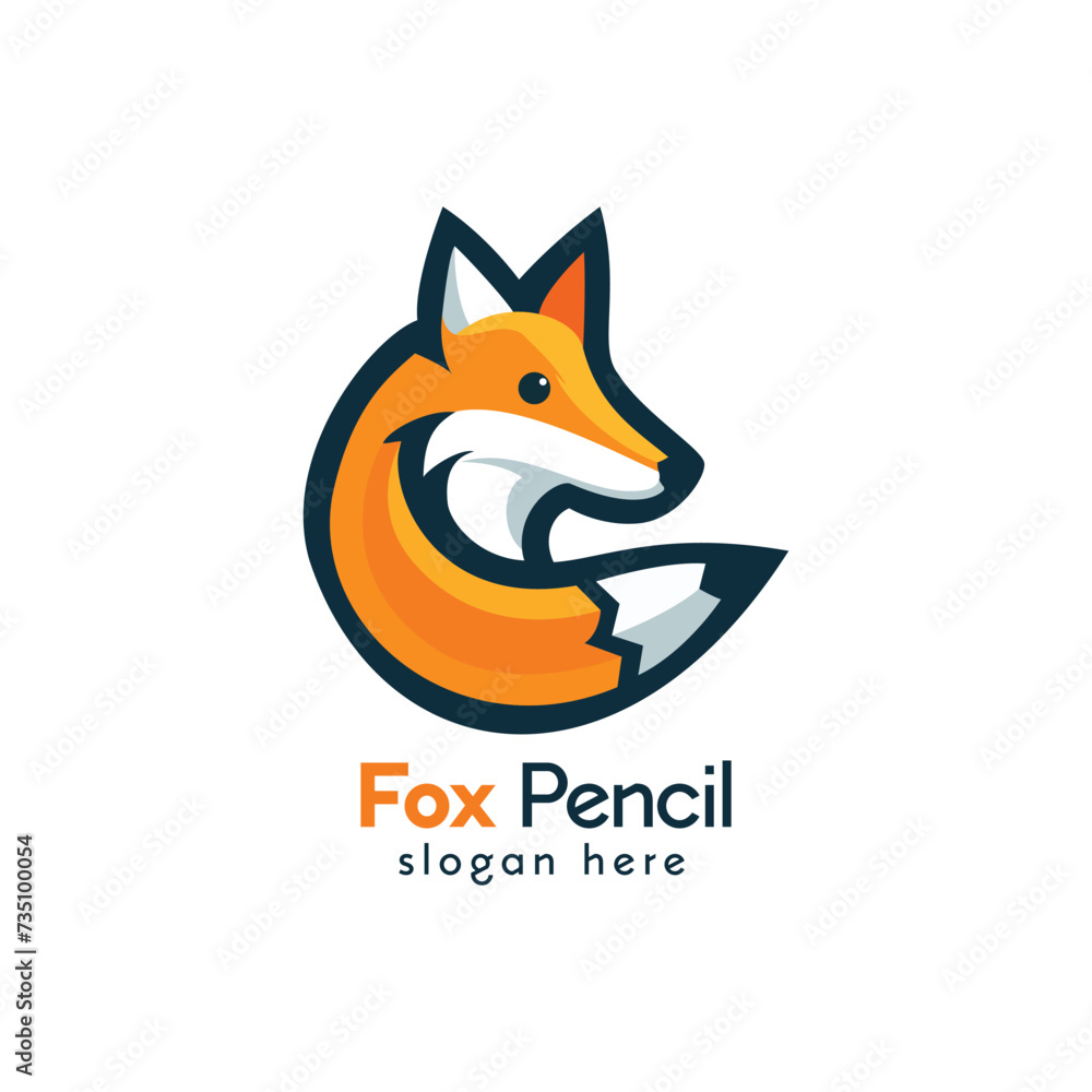 Obraz premium Creative Fox Pencil Logo Design Symbolizing Artistic Flair and Ingenuity