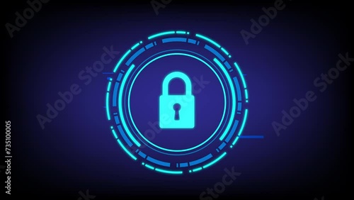 Cyber security and digital computer protection with padlock symbol. Technology concept. 4k video animated