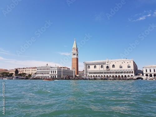 Sea view in Venice towards St Mark's Campanile and Doge’s Palace on a sunny spring day © Jarmo