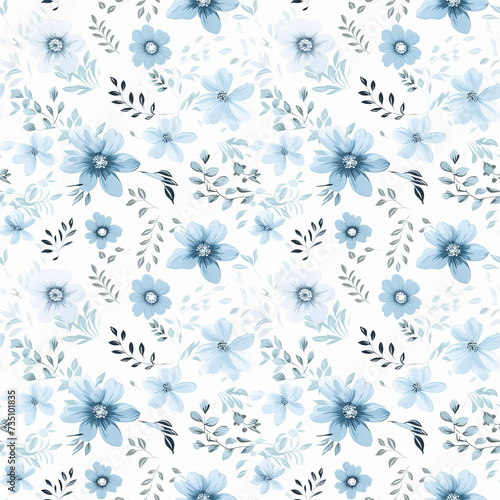 Cute small pastel color flowers on white backgorund seamless pattern