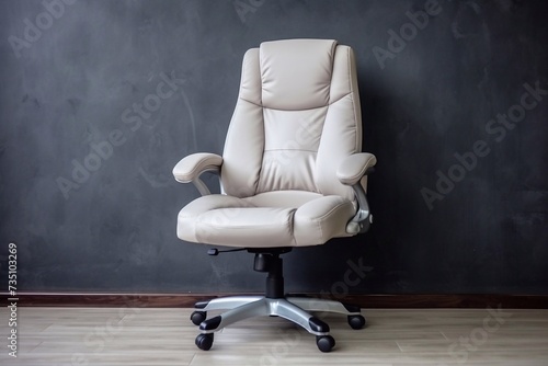  A beautiful and comfortable office chair made of white leather