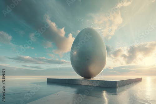 Imagine an egg as the anchor point in a gravity defying abstract scene
