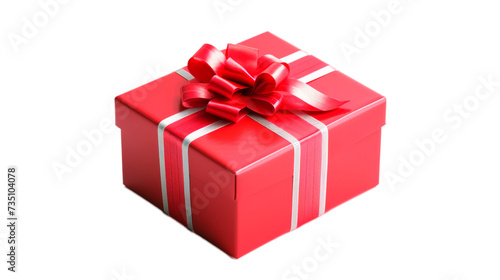 Red Gift Box With a Shiny Ribbon Isolated on a Transparent Background
