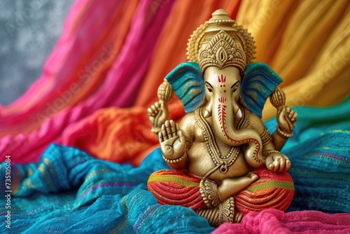 Gudi padwa ganesha  hindu deity divine essence celebrating the joyous convergence of cultural traditions and auspicious beginnings in the vibrant spirit of the hindu new year