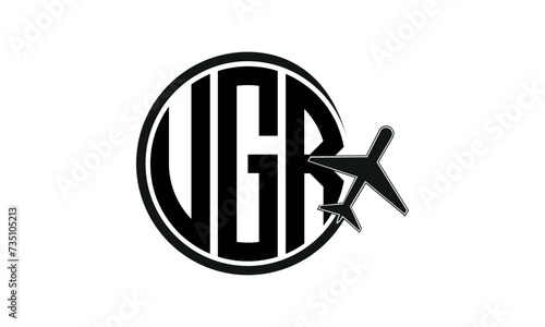 UGR three initial letter circle tour & travel agency logo design vector template. hajj Umrah agency, abstract, wordmark, business, monogram, minimalist, brand, company, flat, tourism agency, tourist photo