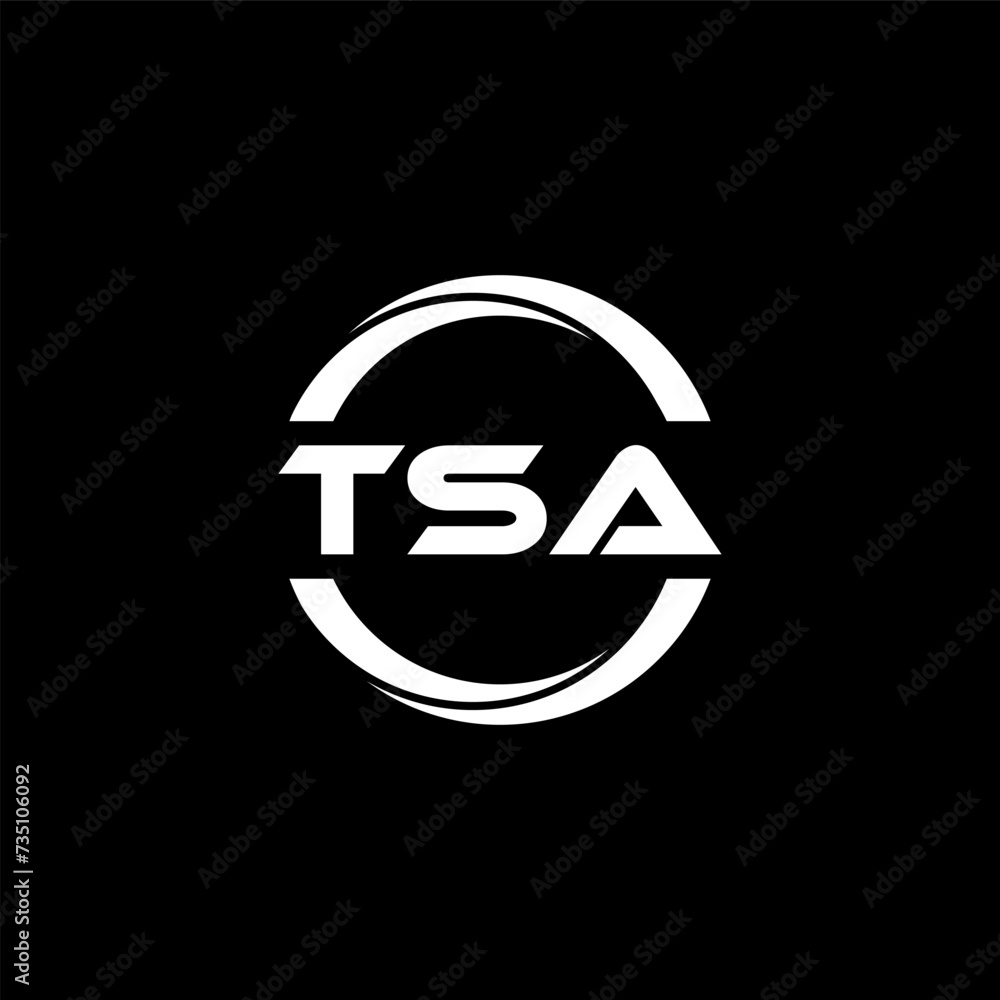 TSA letter logo design with black background in illustrator, cube logo ...