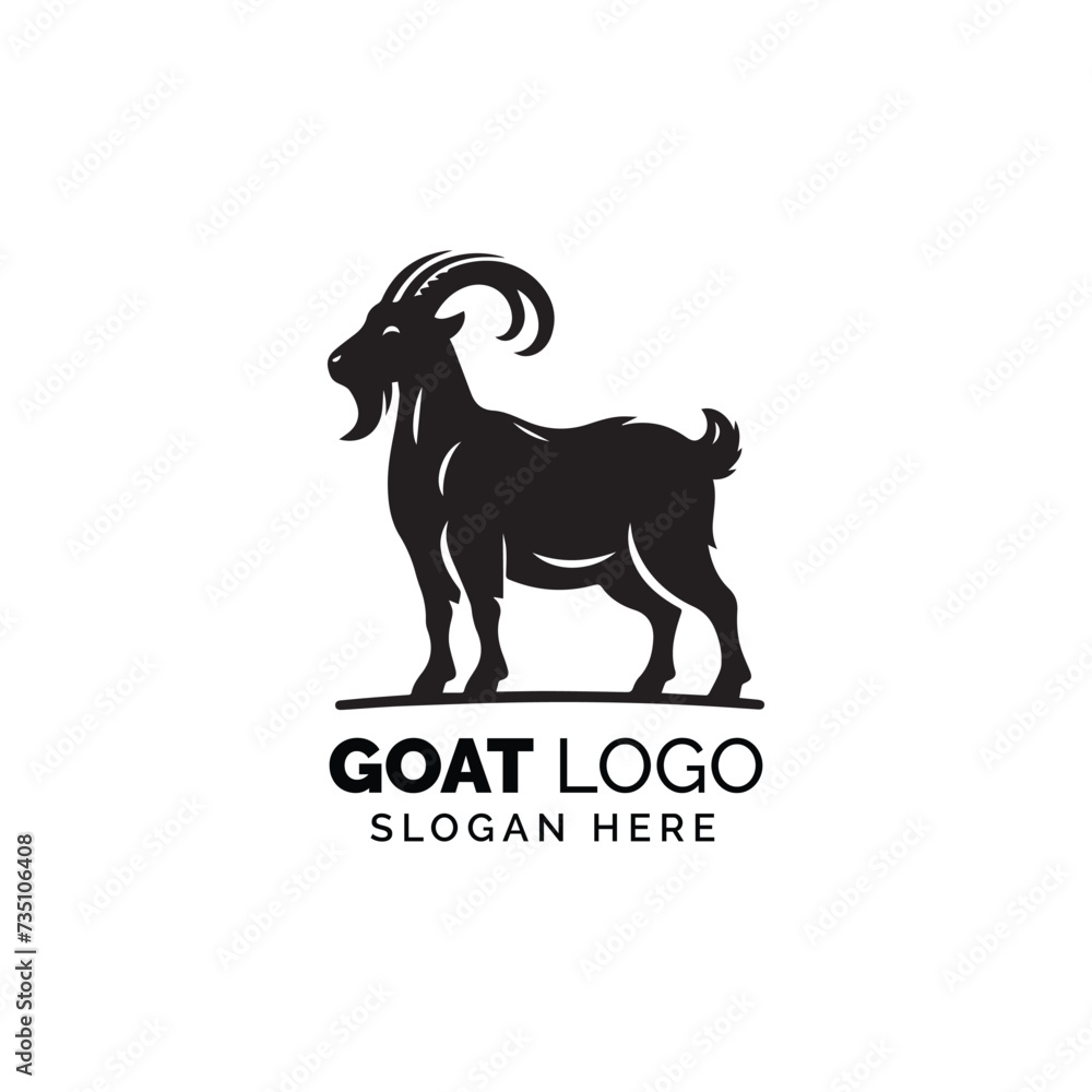 Detailed Black and White Goat Logo Design for Company Branding Detailed Black and White Goat Logo Design for Company Branding