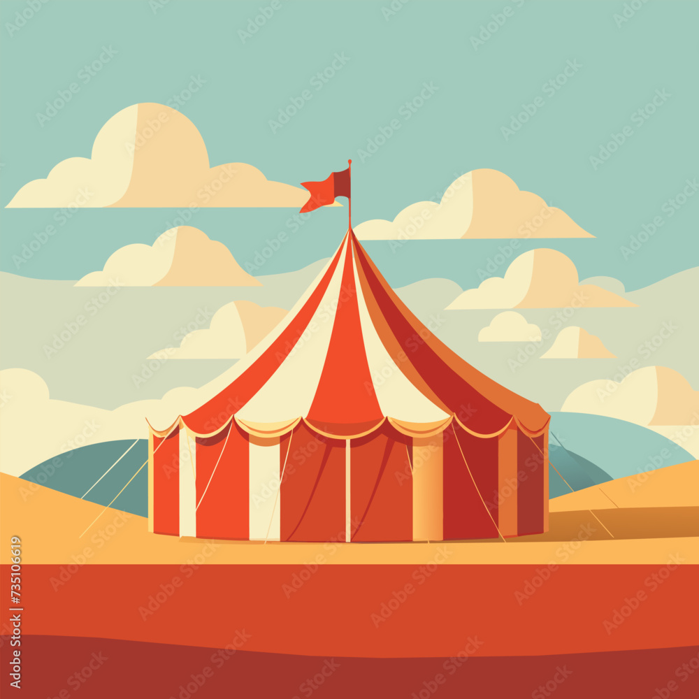 Stripes tent of circus for show and childish entertainment. Circus canopy performance. Vector cartoon ai illustration Stripes tent of circus for show and childish entertainment. Circus canopy performance. Vector cartoon ai illustration