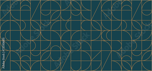 Luxury geometric gold line art and art deco background vector.  Abstract geometric pattern and elegant art nouveau with delicate. Illustration design for invitation, banner, vip, decoration. 