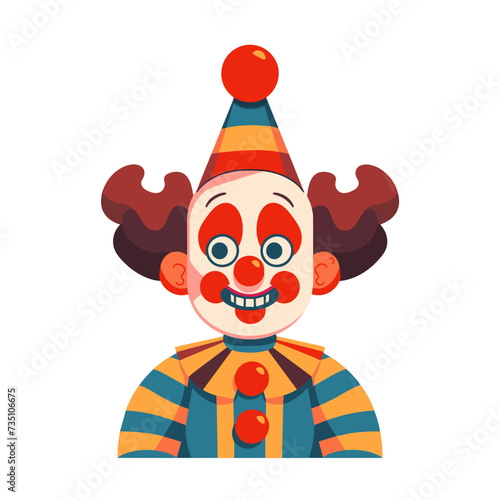 Circus clown, happy character for child entertainment and show. Funny clown on holiday. Vector cartoon ai isolated illustration