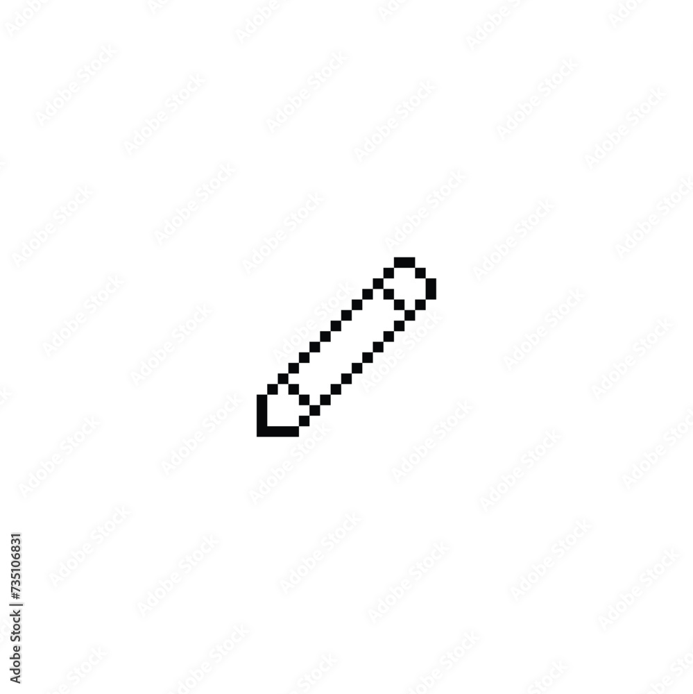 pixel pencil icon. Vector pixel art pencil 8 bit logo for game pixel pencil icon. Vector pixel art pencil 8 bit logo for game