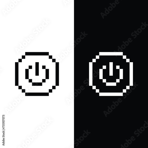 Power icon 8 bit, pixel art  switch  
 turn icon  for game  logo.