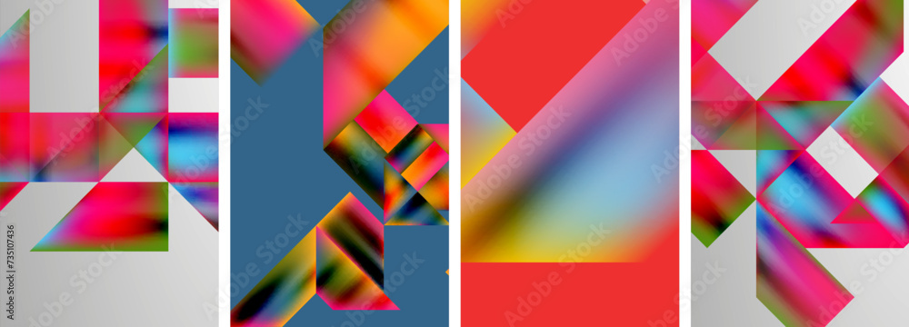 Set of colorful geometric posters - round shapes and circles with fluid color gradients. Abstract backgrounds for wallpaper, business card, cover, poster, banner, brochure, header, website Set of colorful geometric posters - round shapes and circles with fluid color gradients. Abstract backgrounds for wallpaper, business card, cover, poster, banner, brochure, header, website