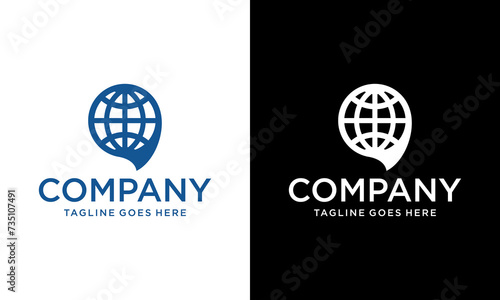 Creative World chat vector logo template. This design use globe symbol. Suitable for speak global. photo