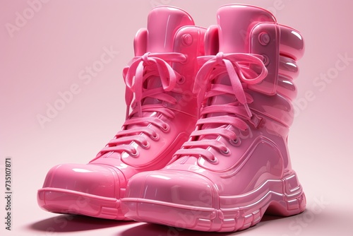 a pair of pink boots
