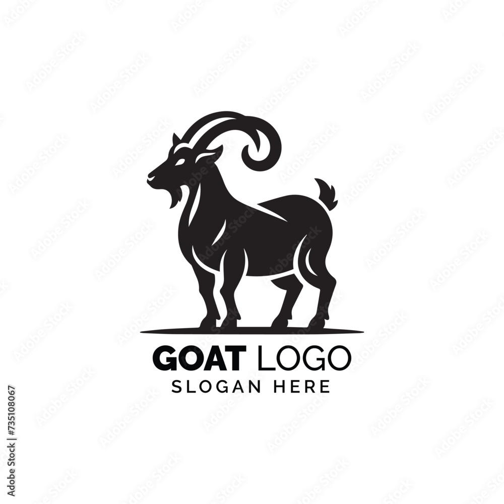 Elegant Goat Logo Design for Branding in Black and White With Placeholder Text Elegant Goat Logo Design for Branding in Black and White With Placeholder Text