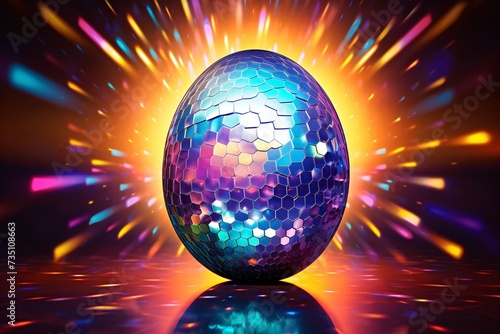 a colorful disco egg with bright lights
