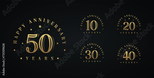 set of anniversary premium collection golden color can be use for celebration event