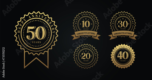 set of anniversary premium collection golden color can be use for celebration event