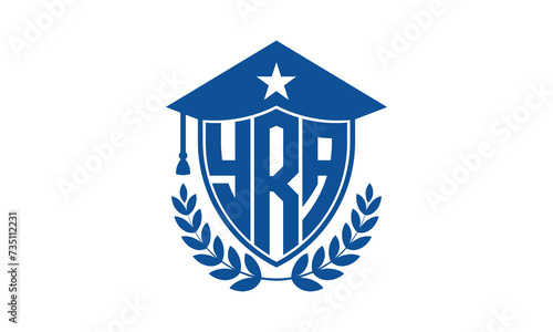 YRA three letter iconic academic logo design vector template. monogram, abstract, school, college, university, graduation cap symbol logo, shield, model, institute, educational, coaching canter, tech photo