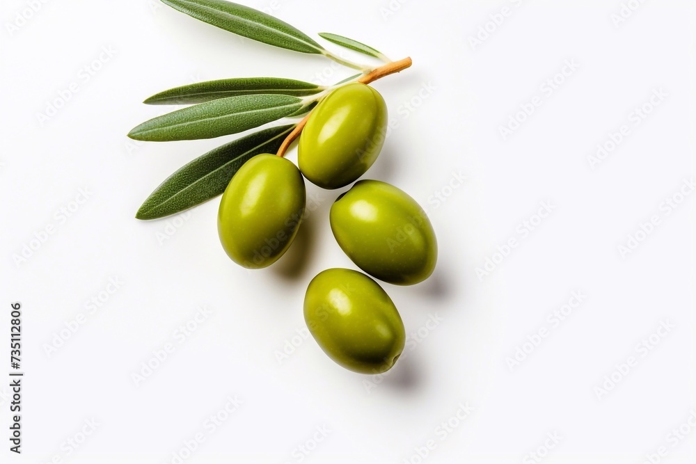 Healthy Eating, delicious green olives with leaves Healthy Eating, delicious green olives with leaves