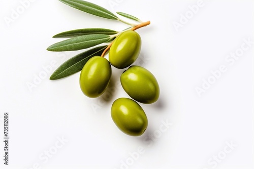 Healthy Eating, delicious green olives with leaves