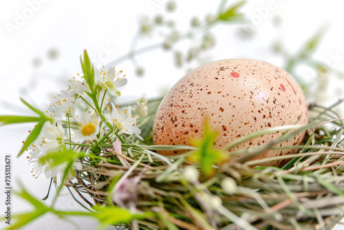 easter card, easter bunny with eggs, easter eggs and flowers, easter eggs in a basket, easter eggs and flowers on a white background, easter wall paper and background for social media	 photo