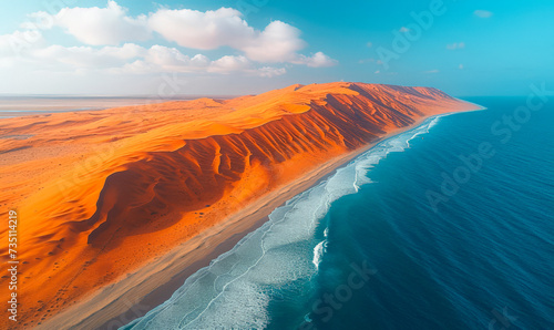 Place where Namib desert and the Atlantic ocean meets, Skeleton coast, South Africa, Namibia. photo