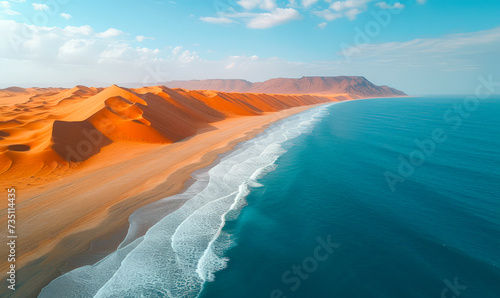 Place where Namib desert and the Atlantic ocean meets, Skeleton coast, South Africa, Namibia.