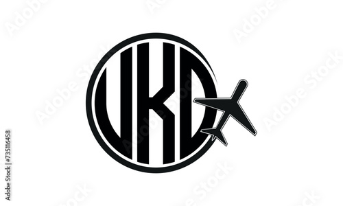 UKO three initial letter circle tour & travel agency logo design vector template. hajj Umrah agency, abstract, wordmark, business, monogram, minimalist, brand, company, flat, tourism agency, tourist