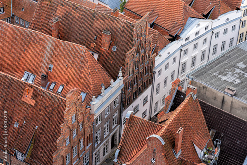 Old town in the hanseatic city of Lübeck with historic buildings photo