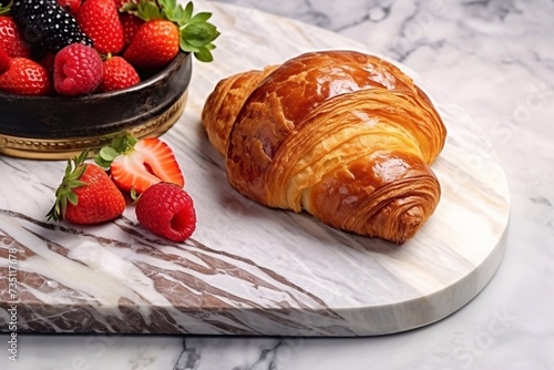 Wallpaper Mural 
Bakery pastries, strawberries on marble table. Freshly cooked bakery. Home cooked bakery for morning breakfast Torontodigital.ca