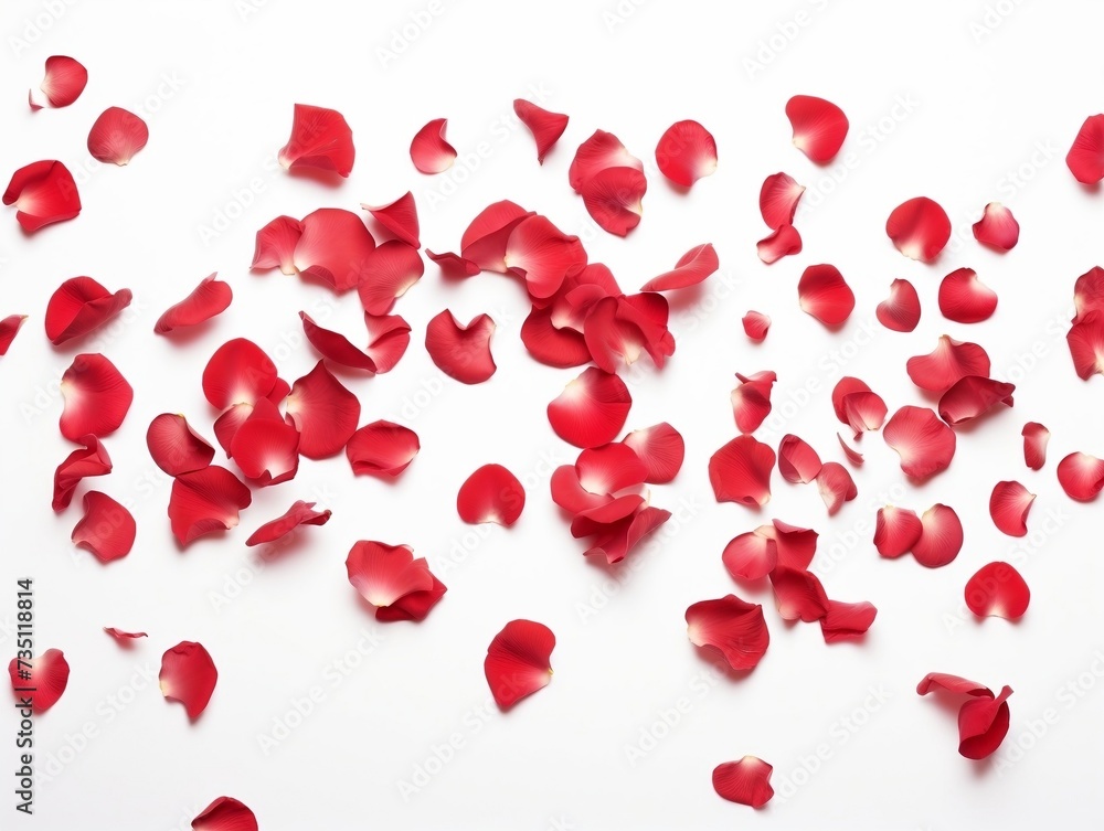 Red rose petals over white background Red rose petals over white background