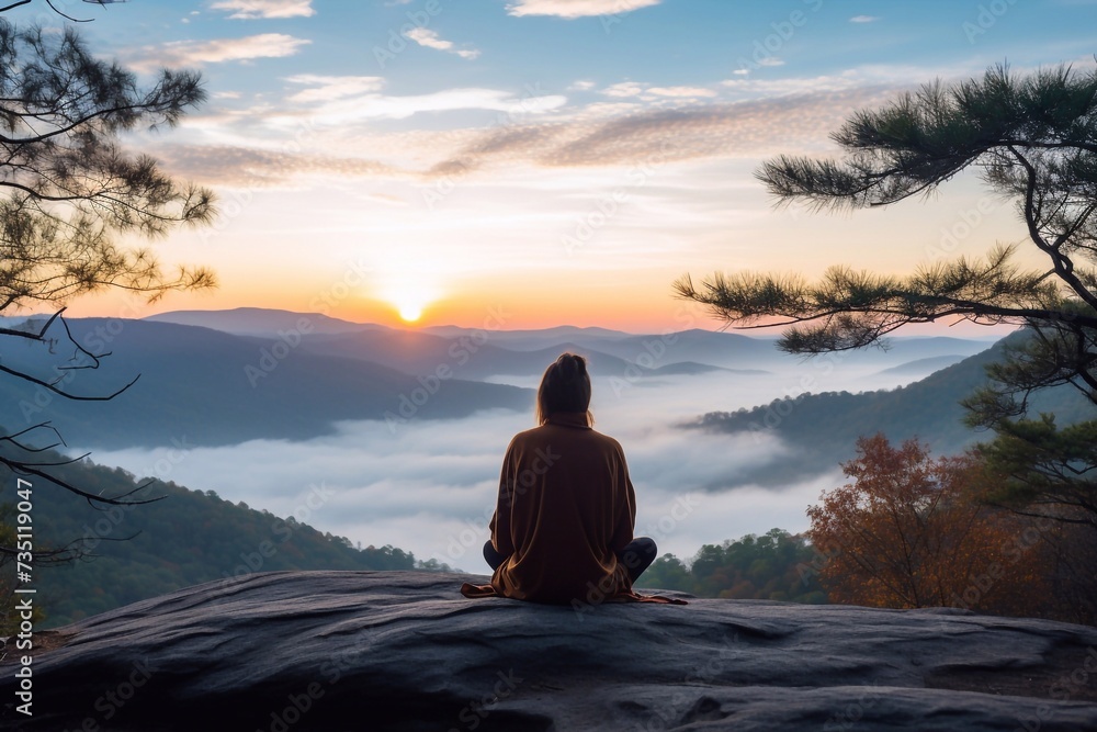 Time for yourself. Morning meditation on top of the mountain. Time for yourself. Morning meditation on top of the mountain.