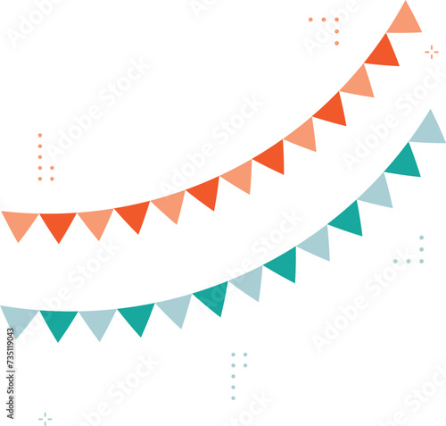 Set of flag garlands. Carnival garland with flags. Decorative colorful party pennants for birthday celebration, festival and fair decoration. Holiday background