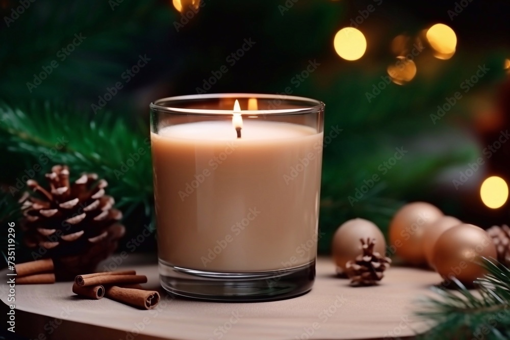 Soy candles burn in glass jars. Comfort at home. Candle in a brown jar. Scent and light. Scented handmade candle. Aroma therapy. Christmas tree and winter mood. Cozy home decor. Festive decoration. Soy candles burn in glass jars. Comfort at home. Candle in a brown jar. Scent and light. Scented handmade candle. Aroma therapy. Christmas tree and winter mood. Cozy home decor. Festive decoration.