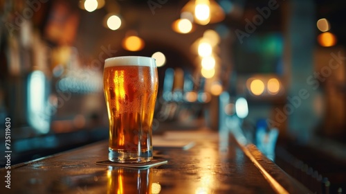 A Glass of Beer on Top of a Bar