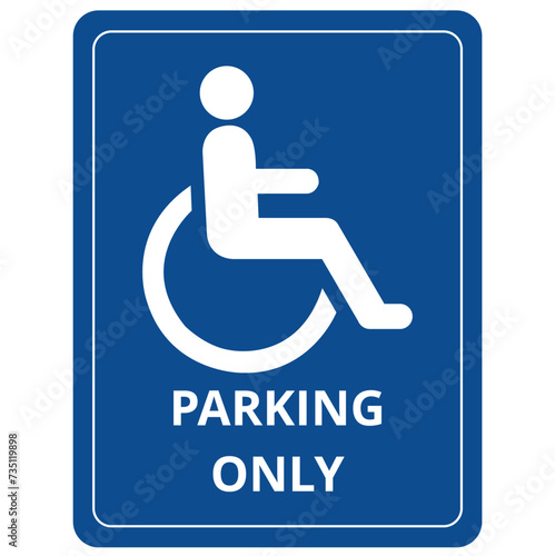 Icono de Solo Parking sillas de ruedas, señal de estacionamiento para discapacitados o accesibilidad. Vector