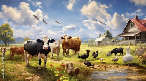 Wallpaper Mural dairy cow pig chicken Torontodigital.ca