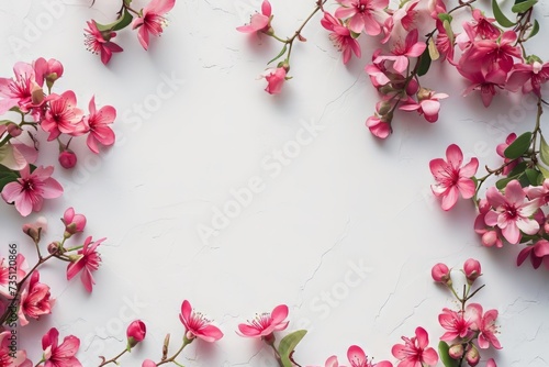 Flowers on white background with space for text. perfect for spring themed designs  greeting cards  invitations  wallpapers  botanical illustrations  and feminine branding projects.
