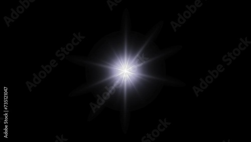 Starlight, Loop center flickering glow center white star. twinkling star, Stars shine effect, blinking light effect on transparent background with alpha channel. Twinkle animation.	
