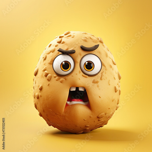 Cute Cartoon Grumpy Potato ...