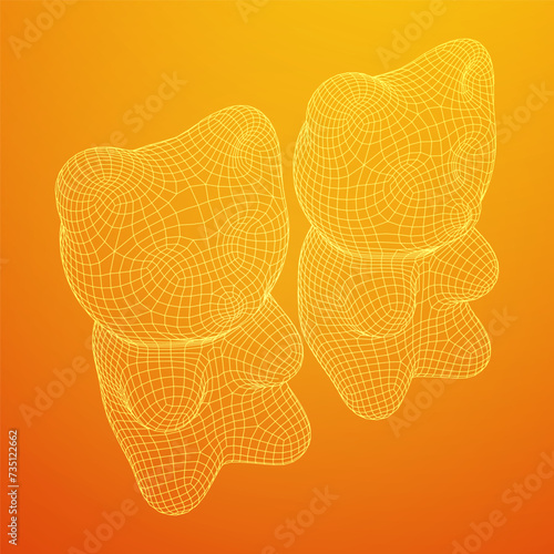 Gummy bear. Jelly fruit candy