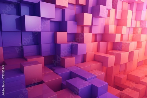 Colorful 3D block backdrop in pink and purple hues with a digital touch. Rendered in 3D. Generative AI
