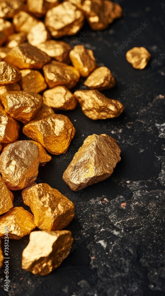 A Stack of Gold Nuggets on a Table A Stack of Gold Nuggets on a Table