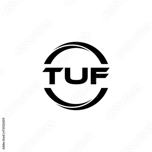 TUF letter logo design with white background in illustrator, cube logo, vector logo, modern alphabet font overlap style. calligraphy designs for logo, Poster, Invitation, etc. photo