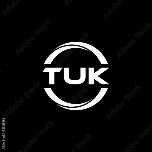 TUK letter logo design with black background in illustrator, cube logo, vector logo, modern alphabet font overlap style. calligraphy designs for logo, Poster, Invitation, etc.